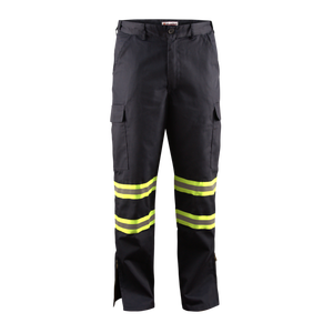 Pantalon de travail de sécurité haute visibilité bleu marine de qualité supérieure coupe flexible haute visibilité avec fermeture à glissière sur les jambes taille W44 "X L34" - Product Image 1