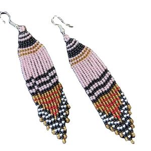 Pendientes bordados a mano con cuentas, pendientes personalizados con múltiples cuentas, joyería festiva para mujer al mejor precio, pendientes con cuentas. - Product Image 4