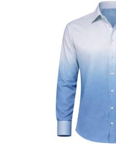 Camisa Formal para Hombre en Degradado Azul Cielo, Algodón Premium, Manga Larga, Cierre de Botones, Estilo Casual Elegante, Fabricante OEM Personalizado, Suministro al por Mayor - Product Image 3