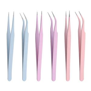 Pince à cils personnalisée avec logo, en acier inoxydable arc-en-ciel, à pointe incurvée de précision, outils d'extension de fibres - Product Image 2