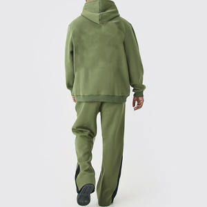 Survêtement à capuche surdimensionné en coton épais 100 % personnalisé pour homme, avec empiècements contrastants, collection 2026 - Product Image 3