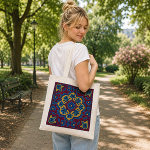 Sac fourre-tout en coton brodé Aari du Cachemire, luxueux, écologique, portable, réutilisable, fait main, pour femmes, enfants, bureau, collège, école - Product Image 3