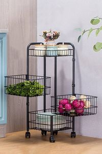 Elegant Metal <b>Wire</b> Kitchen Utility Storage Trolley With Wheels For Home Pantry And Countertop Organization - Product Image 4