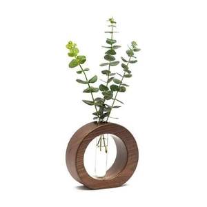 Vase de table en bois fait main, brun poli, pot à fleurs décoratif, vase à bourgeons pour mariage et décoration intérieure - Product Image 2