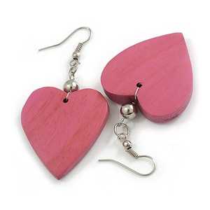 Boucles d'oreilles pendantes en bois islamiques MN EXPORTS pour femmes, style mignon, bijoux tendance, couleur rose - Product Image 3