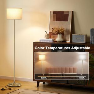 Lampada da Terra Moderna 60 Pollici con Paralume Beige e Asta Dorata, con Telecomando per Soggiorno, Camera da Letto, Ufficio e Sala da Pranzo - Product Image 4