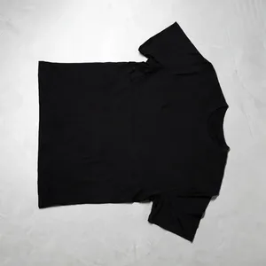 Camiseta de algodón negra lisa para hombre con logotipo personalizado al por mayor, camiseta de manga corta con cuello redondo para impresión OEM - Product Image 3