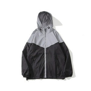 Streetwear Fashion Clothing Supplier Low MOQ Two Tone Hooded Windbreaker Custom Logo <b>Print</b> Running Track Jacket Gym Tracksuits - Product Image 1