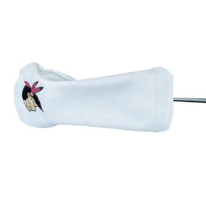 Housse de tête de putter personnalisée en cuir PU résistant à l'eau avec logo brodé, fermeture magnétique, motifs imprimés blancs - Product Image 3