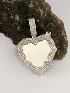 Personalized Moissanite Iced Out <b>Memory</b> Pendant In 925 Sterling Silver Heart Pendant For Anniversary <b>Gift</b> For Her - Product Image 3