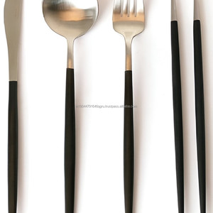 Classy Stainless Steel Silver and Black <b>Flatware</b> <b>Set</b> With Chopstick <b>Set</b> of 4 Wedding cutlery - Product Image 3