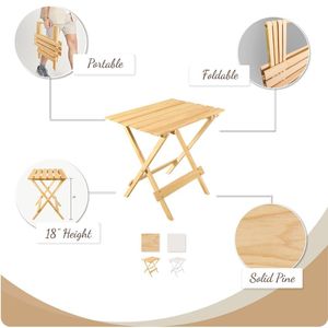 Set di 2 Tavolini Laterali Pieghevoli in Legno Massello - Tavolino da Caffè Moderno per Soggiorno - Product Image 3