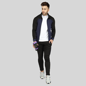 Survêtement de sport pour homme en velours premium, extensible dans les quatre sens, coupe ajustée, couleur unie, confortable, pour l'automne, le jogging et la course à pied - Product Image 1