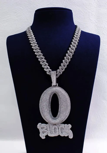 จี้เงินแท้ 925 ประดับเพชรโมอิสซาไนต์ทรง O แบบ Iced Out สร้อยคอจี้ตัวอักษรแบบกำหนดเอง เครื่องประดับฮิปฮอป ของขวัญ - Product Image 1