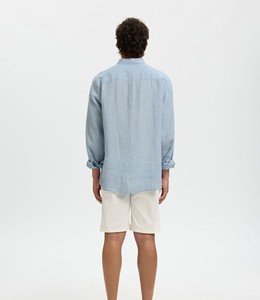 Men's Light Blue <b>Linen</b> Casual Shirt Full Sleeve Turn-down Collar Breathable Summer Wear - Product Image 3