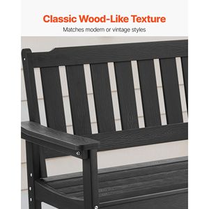 Banc de patio en plastique résistant aux intempéries, capacité de 800 lb, 50,5 pouces, avec larges accoudoirs et dossier, pour 2-3 personnes, banc d'extérieur - Product Image 3