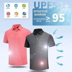 Polo de punto heather para hombre, tela catiónica, manga corta con contraste, camiseta de golf para adultos - Product Image 5
