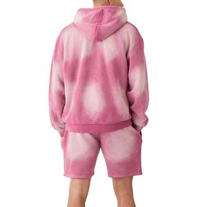 Men's Winter Casual Custom Embroidery Logo 100% Cotton Fleece Breathable Shorts Set Sun Faded Men Drop Shoulder <b>Zip</b>-<b>Up</b> <b>Hoodie</b> - Product Image 2