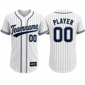 Maillot de baseball personnalisé à rayures fines, uniforme d'équipe sublimé, fabricant OEM ODM de haute performance, 100 % polyester antibactérien - Product Image 1