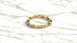 Vintage 18K Gold Round Diamond Ring Full Eternity Band Pavé Cluster Wedding Rings Engagement Band Fine Jewelry for Women - Product Image 3