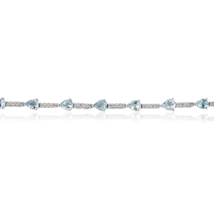 Pulsera de tenis apilable de aguamarina y diamantes de la mejor calidad, diseño minimalista, elegante, oro blanco de 14K, proveedor de joyería para pedidos al por mayor - Product Image 3