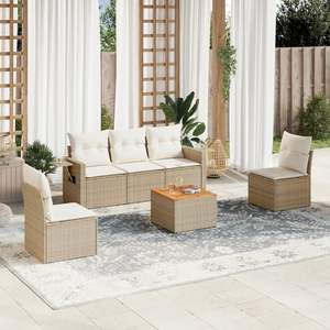 Conjunto de Sofá Modular Mediano de Ratán Sintético Beige para Jardín, Muebles Elegantes para Exteriores - Product Image 1