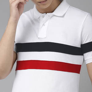 Polo homme premium blanc arctique |   Polo athlétique à rayures nautiques noires et rouges |   Tenue de sport urbaine décontractée pour la salle de sport et le travail - Product Image 5