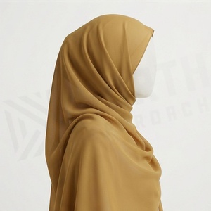 Women Solid Color Polyester Hijab Chiffon Fabric Breathable Daily Wear Islamic Scarf Shawl - Product Image 3