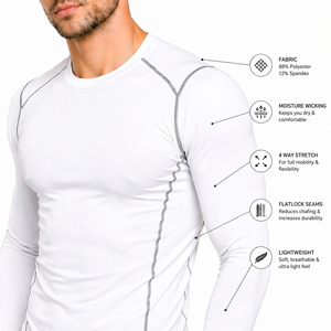 Camiseta de Compresión Premium para Entrenamiento Deportivo, Transpirable, Absorbe la Humedad, Ropa de Gimnasio, Personalizable, para Adolescentes, Diseño Sólido en la Parte Delantera - Product Image 6