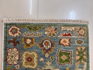 Tapis en laine vintage classique Oushak, tufté à la main, à poils ras, avec envers en latex, taille personnalisée, couleur unie pastel douce, antidérapant pour sol domestique - Product Image 2