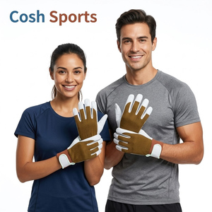 Gants de travail industriels robustes en cuir marron et blanc de qualité supérieure avec sangle de poignet réglable pour une protection optimale - Product Image 1