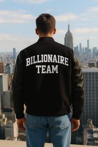Chaqueta Varsity Negra Letterman Billionaire Team con Cuello Alto, Estilo Urbano, Transpirable y Resistente al Viento, Logotipo Frontal - Product Image 3