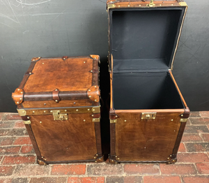 Ensemble de valises en cuir marron avec clous en laiton, quincaillerie de verrouillage, embouts d'angle et poignée de valise, parfait pour la maison - Product Image 2