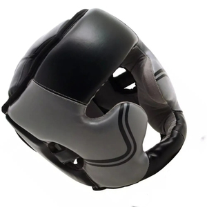 Protège-tête de boxe en PU noir avec garniture verte et dorée, fermeture réglable auto-agrippante, équipement de protection léger unisexe pour adultes - Product Image 2