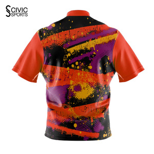 Wholesale Custom Quarter Zipper <b>Bowling</b> Jersey Polyester Printed Logo Sublimation Breathable <b>Bowling</b> Shirt - Product Image 2
