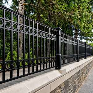 Panel de Cerca Metálica Negra para Exteriores, Barandilla de Seguridad Decorativa de Hierro, Puerta de Jardín para Villa, Patio, Pared - Product Image 1