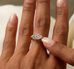 Anillo de Diamantes de Alta Gama con Corte Marquesa, Estilo Punk, Chapado en Oro, Cultivado en Laboratorio, para Mujer, para Boda/Aniversario - Product Image 4