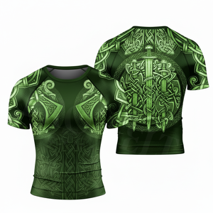 T-shirt de compression à manches courtes avec logo personnalisé, imprimé en 3D, pour entraînement et surf, coupe ajustée, protection UV – Meilleures ventes - Product Image 4