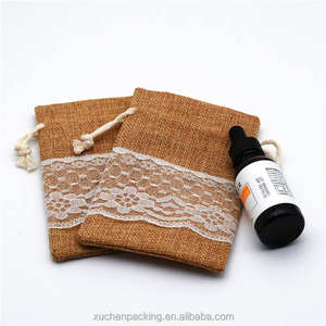 Sustainable Jute <b>Drawstring</b> Jewelry Bags Small Rustic Gift <b>Pouches</b> for Wedding Favors - Product Image 4