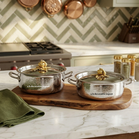 Casserole de luxe en acier inoxydable martelé avec couvercle en forme de citrouille doré, fabriquée à la main, pour mariage et décoration intérieure