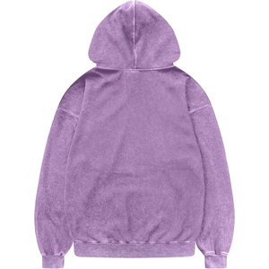 เสื้อฮู้ดดี้สีม่วงฟอกยีนส์ สไตล์วินเทจ สตรีทแวร์ ผ้าคอตตอนหนานุ่ม ทรงโอเวอร์ไซส์ แต่งดีเทลขาดๆ สำหรับผู้ชาย - Product Image 2