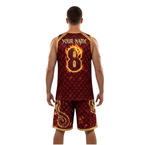 Conjunto de Uniforme de Baloncesto para Hombre, Camiseta sin Mangas con Cuello en V, Estampado de Diamantes, Nombre y Número del Equipo, Kit para Adultos, 100% Poliéster - Product Image 2