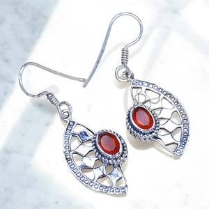 Natural Carnelian Faceted Gemstone Silver <b>Earrings</b> 925 Sterling Silver <b>Fine</b> <b>Earring</b> Wholesale Price Silver Jewelry - Product Image 1