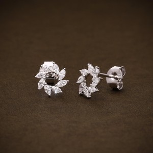 Pendientes de tuerca con diseño de rayos de sol y diamantes de moissanita talla marquesa, con racimo de plata 925, joyería fina para compromiso, regalo de boda para mujer - Product Image 4