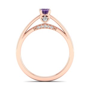 แหวนเพชรพลอยอเมทิสต์ทรงกลม 0.25 กะรัต REYES Customization แหวนหมั้นเพชรทองคำขาว 14K สำหรับผู้หญิง - Product Image 4