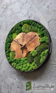 Mossbound Heritage <b>Clock</b> Evergreen Flow Artisan <b>Clock</b> Nature's Passage Wood <b>Clock</b> Verdant Horizon Timepiece Timber wave Moss Art - Product Image 5