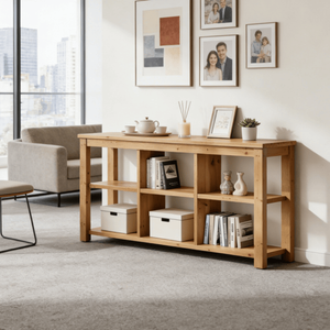 Consolle Lunga Moderna di Lusso in Legno Massello, Arredamento Contemporaneo per Ingresso, Appartamento o Soggiorno d'Hotel - Product Image 1