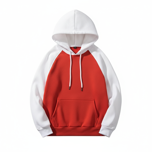 Sweat-shirt à capuche pour homme en molleton de coton, à blocs de couleur contrastés, avec manches raglan et poche kangourou, chaud, pour l'automne et l'hiver - Product Image 2