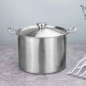 Olla grande de acero inoxidable con tapa, olla resistente para sopa y guisos, compatible con inducción, utensilios de cocina. - Product Image 2