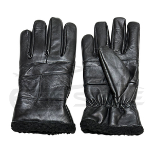 Gants d'hiver en cuir doublés de fourrure, chaleur et confort pour l'extérieur, style uni, logo personnalisé en relief, unisexe, mode, gants pour temps froid - Product Image 1